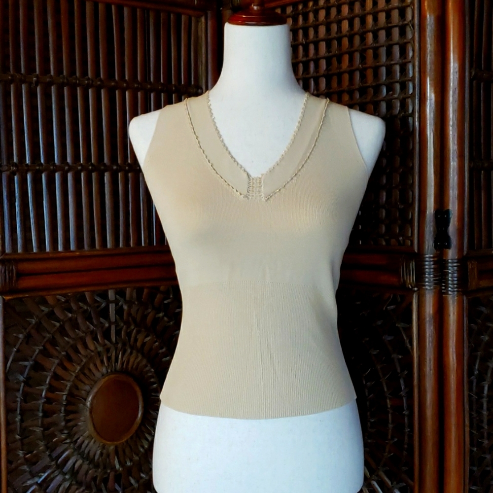 MAX STUDIO Sleeveless Stretch Top - Beaded - Stretch Knit - XS